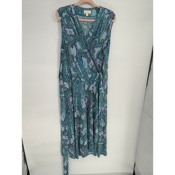 Belle by Kim Gravel Dresses & Skirts - Belle by Kim Gravel Teal Paisley Sleeveless Wrap Maxi Dress XL QVC NWOT A351610‎